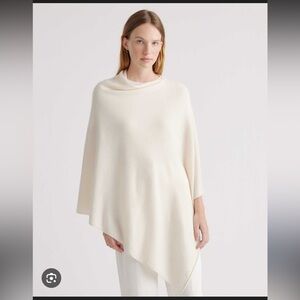 Quince Soft Cream Mongolian Cashmere Poncho NWT